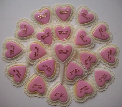 Lote de 20 enfeites de cupcake de plástico vintage coração AMOR ÀS MÃES Dia das Mães *A - Imagem 1 de 4
