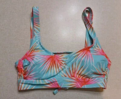 Top de baño Xhilaration talla mediana azul rosa floral acolchado Foto 1 de 3