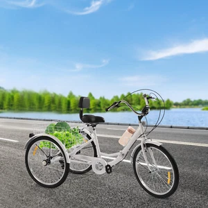 Folding Three-Wheeled Bicycle with 7-Speed Gears, Carbon Steel Frame - Bild 1 von 8