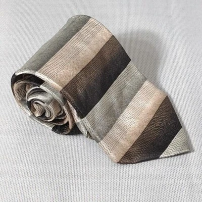 Vintage Covington Men's 100% Silk Tie Stripes Brown, Beige, Green - Image 1 of 4