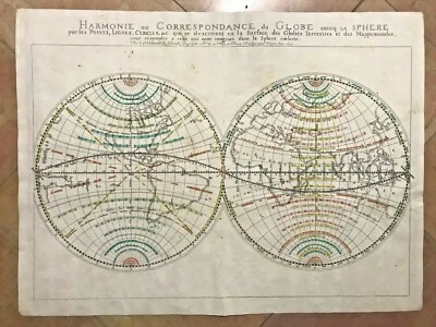 MAPA DEL MUNDO 1659 por NICOLAS SANSON MAPA ANTIGUO GRANDE INUSUAL SIGLO XVII Foto 1 de 4