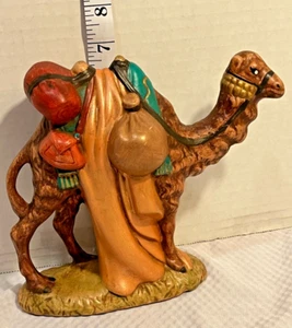 Vintage Atlantic Mold Camel Nativity 7”X 7” Red Gold Bags Green Blanket - Picture 1 of 7