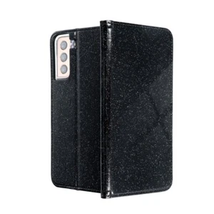 FÜR SAMSUNG GALAXY A41 - BOOK BROKAT Tasche Case Glitzer Bling Hülle SCHWARZ - Zdjęcie 1 z 7