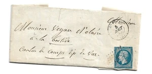 (LET059) LAC . Napoléon N°14 obl PC Grenoble beaux cachet cire - Picture 1 of 2