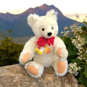 Vintage 1983 Steiff White Mohair Original Teddy Bear Teddybar #0203/41 15" Tags - Foto 1 di 8