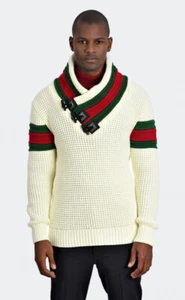 NEU LCR Herren schwarz Edition Cardigan Pullover Jacke schmale Passform Mode Ecru weiß - Bild 1 von 1