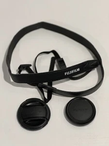 Genuine FUJIFILM CAMERA NECK STRAP & FLCP- 58mm Lens Cup & Body Cap - Picture 1 of 6