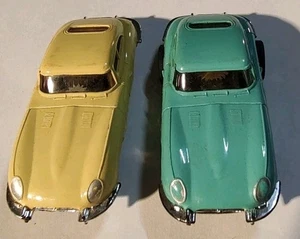 2 Vintage 60er Jahre Aurora Jaguar XKE türkis & hellbraun HO Slotcar Autos schön - Bild 1 von 9