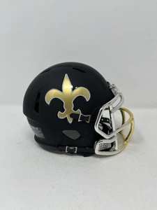 Saints custom riddell matte black & Chrome mini helmet. - Picture 1 of 3