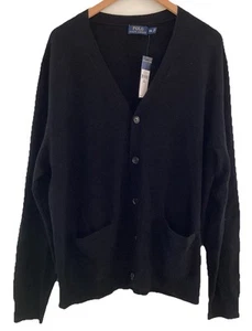 New Polo Ralph Lauren 100% Merino Italian Wool Cardigan Sweater Black XXL ($185) - Bild 1 von 13