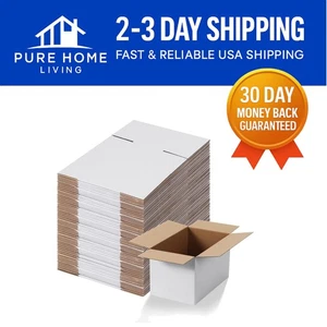 White Corrugated Cardboard Shipping Boxes, 40 Pack 10x6x6 for Efficient Mailing - Picture 1 of 9