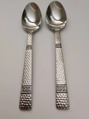 Wallace CHEYENNE 2 Soup Spoons Hammered 18/10 Stainless        (D47) - Image 1 of 4