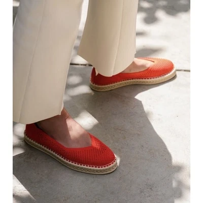 NOVA Almofada Rothy’s The Espadrille Vermelha de Juta Quente Malha Liso Conforto Tamanho 8 - Imagem 1 de 4