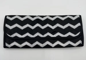 Thirty One Flat Iron Fold Over Pouch Insulated Black Chevron 13.5" x 6" - Picture 1 of 4