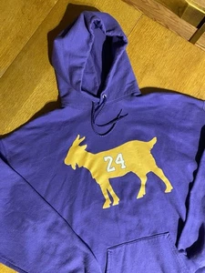 Kobe Bryant GOAT Hoodie Purple Gold #24 Hanes EcoSmart XL Lakers Tribute - Picture 1 of 9