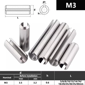 M3 3mm Stainless Steel Slotted Spring Tension Pins Sellock Roll Pins DIN1481 - Picture 1 of 6