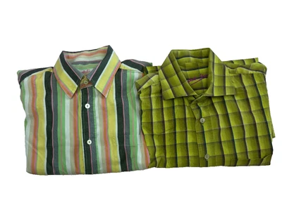 Bugatchi Uomo Green/Multi Striped Lot of 2 Long Sleeve Button Shirts Size Medium - Image 1 of 4