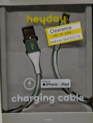 Heyday iPhone Lightning 6 футов Зарядный кабель - плетеный светло-зеленый - Изображение 1 из 2