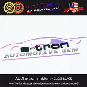 AUDI e-tron Emblem GLOSS BLACK Rear Trunk Badge Logo S Line Liftgate OEM etron - Picture 1 of 2