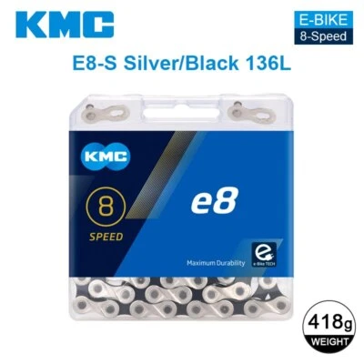KMC E-Bike 6/7/8 Speed Chain e8 MTB 136 Links Electric Bicycle Chains Fr Shimano - Imagen 1 de 2