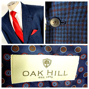 Oak Hill Polyester Viscose Sport Coat Blue Red Gingham Check 2XL 50 52R NEW NWOT