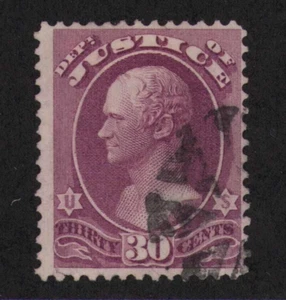 1873 US Officials, Department of Justice SC# O33 30c Purple, Used, Fine+ - Picture 1 of 3