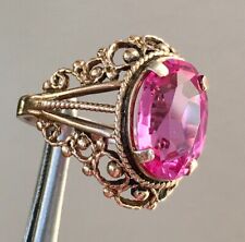 Ring № 62 Vintage Soviet Pink Corundum  Silver Ring 875☆USSR 8.75 size  6.50 gr