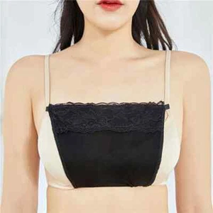 Sujetador camisola cubierta escote de encaje para mujer ropa interior sin tirantes inserción envuelta - Imagen 1 de 28