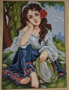 needlepoint Tapestry Gobelin Gypsy Girl Temeljkovic Canvas Only 30x40cm - Picture 1 of 4