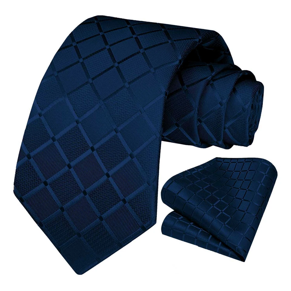 Cravatta e Pochette, a quadri, Colore Blu Scuro - Immagine 1 di 4
