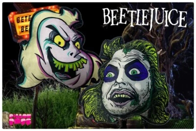 Cojín de almohada con acento de felpa decoración Beetlejuice Betelgeuse película años 90 Foto 1 de 4