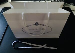 New - Prada Paper Gift Shopping Bag & Ribbon  White Authentic 13.5”x10”x5.5”