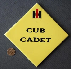 International Harvester Cub Cadet Tractor Lawnmower Tile Ad Trivet Vintage ++ - Picture 1 of 1