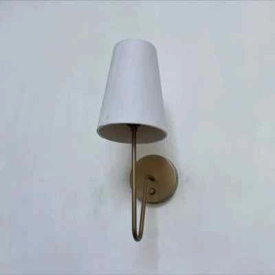 Modern Brass Fixture Lamp Scoop Sconce Wall Sconce Lamp Fabric Shade Lighting - Image 1 of 4