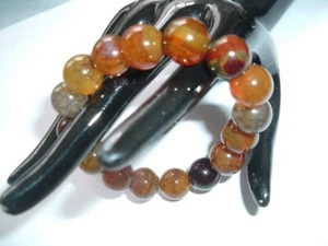Mens Beaded Genuine Carnelian Stretch Bracelet NWT - Picture 1 of 4