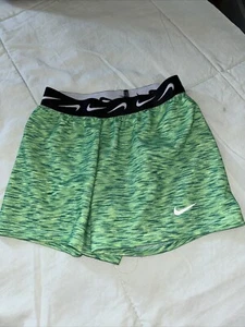 Nike Shorts Girls Dri-Fit Green Black Logo Lightweight Athletic Youth Kids - Picture 1 of 6