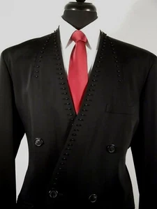 RARE Issey Miyake black wool D/B evening jacket, sport coat, beaded, M, Japan - Picture 1 of 10