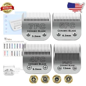 Lightweight 4-Piece Pet Grooming Blades Set for All Hair Types - Size 7FC to 3FC - Picture 1 of 8