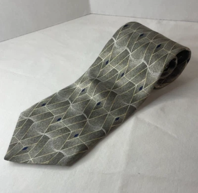 J. Ferrar Geometric Pattern All Silk Men's Necktie Tie Made in USA - Image 1 of 4