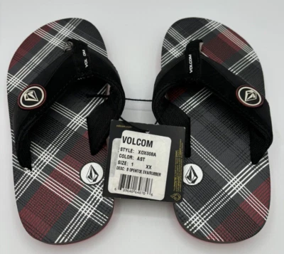 Sandalias VOLCOM Grandes Juveniles, Chanclas, Talla 1, Rojo, Blanco, Negro Foto 1 de 3