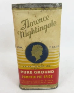 Florence Nightingale Pure Ground PUMPKIN PIE Spice tin early 2oz Chicago ILL - Picture 1 of 7