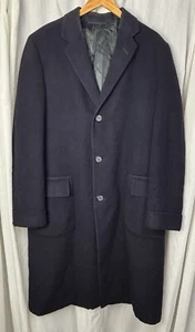 VTG Daniels & Fisher 100% Cashmere Overcoat 40 X Long Navy Blue Custom Tailored - Picture 1 of 13