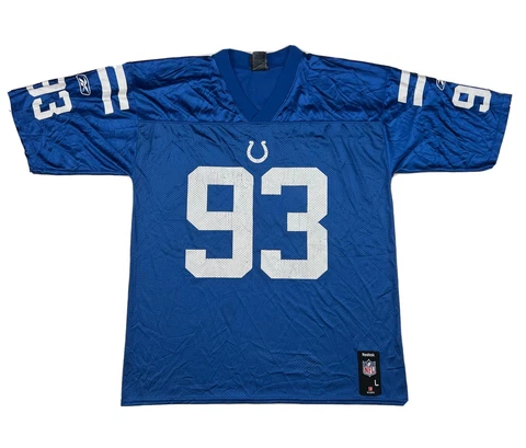 Reebok Indianapolis Colts Jersey Dwight Freeney Mens Large Blue NFL Football Cover