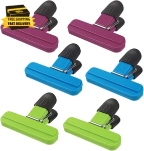 6 Pack Chip Bag Chips Food Clips with Heavy Duty Tight Seal Grip Plastic Bags Cl - Picture 1 of 12