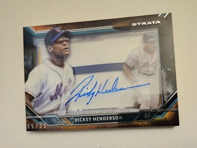 2015 Topps Strata RICKEY HENDERSON Real Auto Signature Patch METS 05/25 - Image 1 of 4