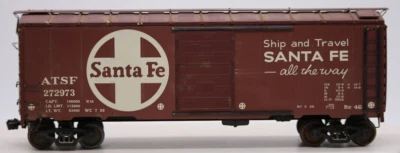 O Gauge Santa Fe ATSF 272973 Brown Tin Box Car Vintage 1:48 Scale - Image 1 of 4