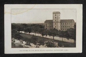 1910er altes Steinhaus Rock Island Arsenal Davenport IA Scott Co Postkarte Iowa - Bild 1 von 2