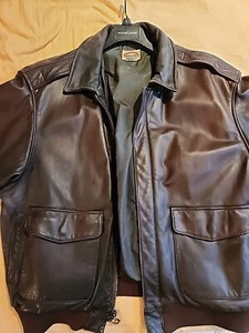 Vintage Banana Republic Leather Flighter Bomber Jacket 44 a-2 Pilot Brown EUC - Picture 1 of 18