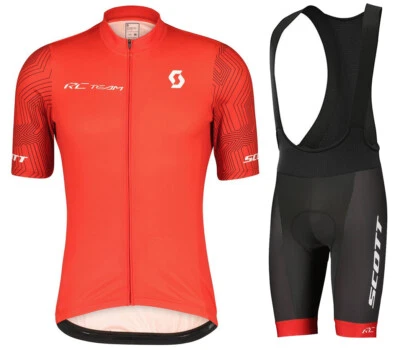 Conjunto de jersey de ciclismo para hombre Scott cremallera completa manga corta pantalones cortos acolchados secado rápido Foto 1 de 4