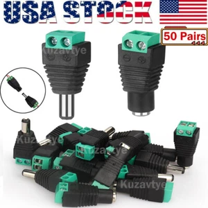 50Pair 12V DC Adapter Plug 5.5mm x 2.1mm, DC Power Connector for Security Camera - Picture 1 of 22